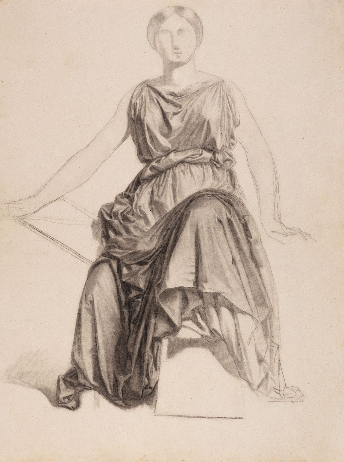 Charles Negre - Figure Drawing of a Woman and the Drapery of Her Dress Charles Negre - Figure Drawing of a Woman and the Drapery of Her Dress